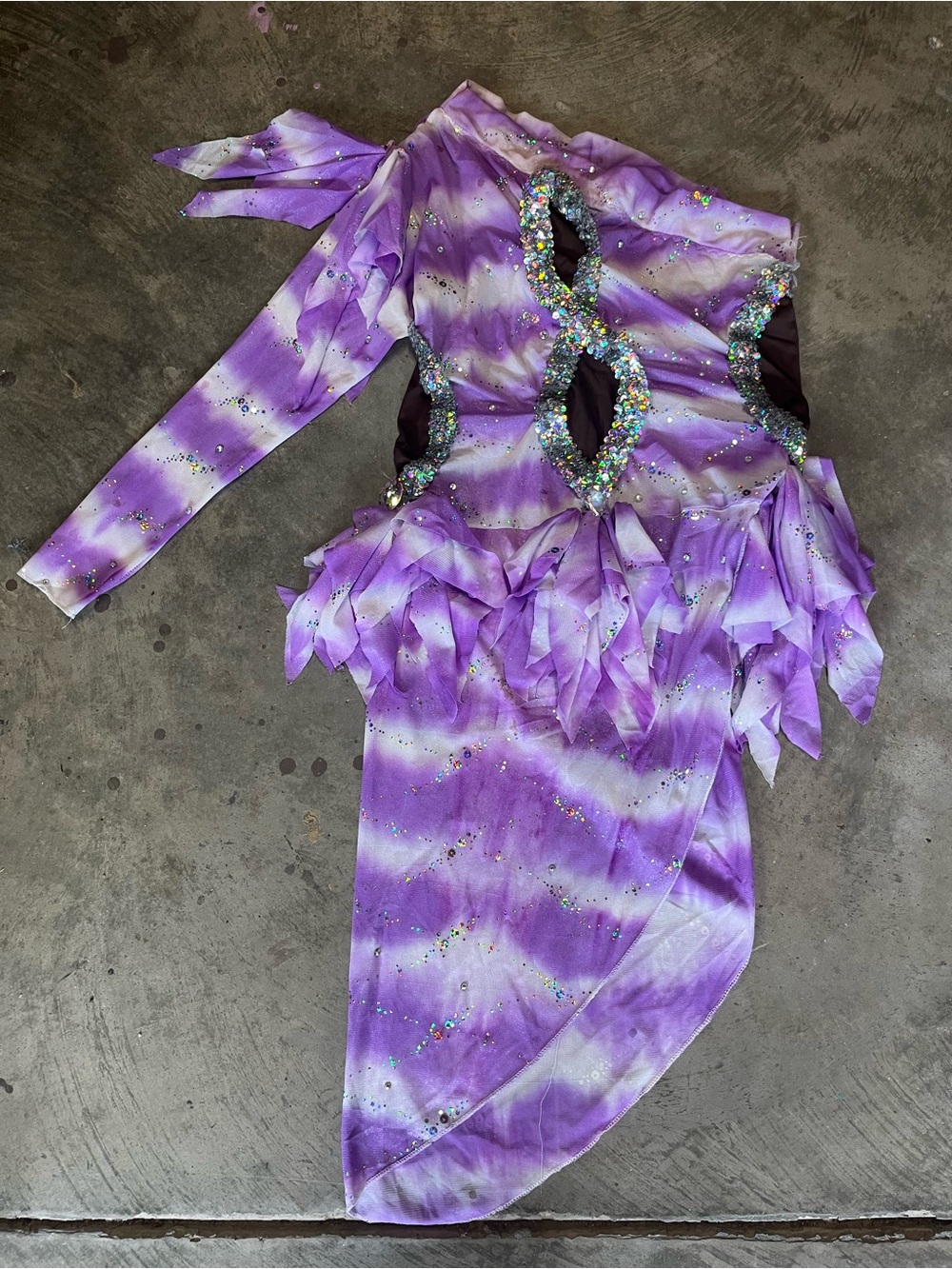 Purple Crystal Embellished Dance Costume